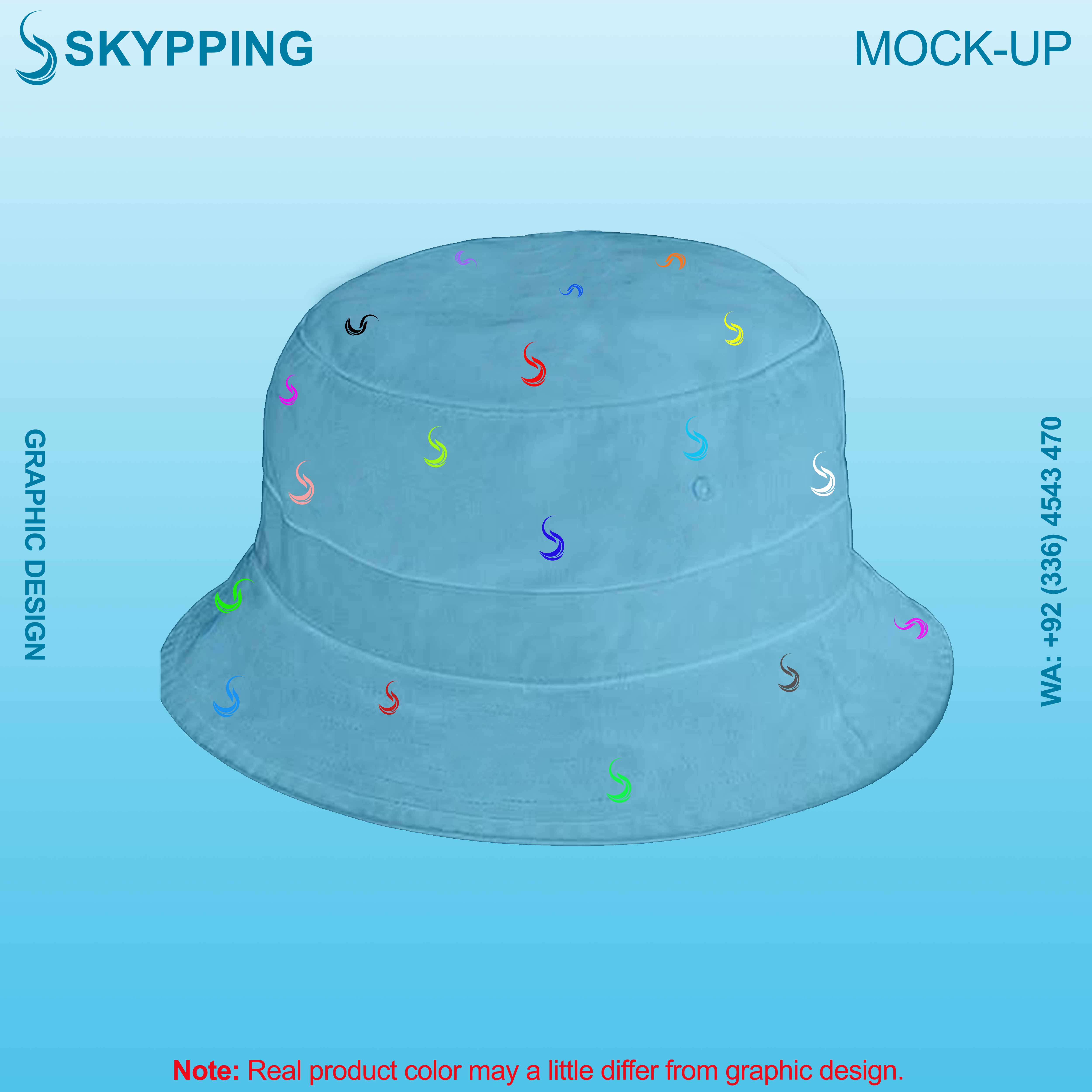 Bucket Hat - Boonie Hat with multiple colored logo in embroidery with denim fabric